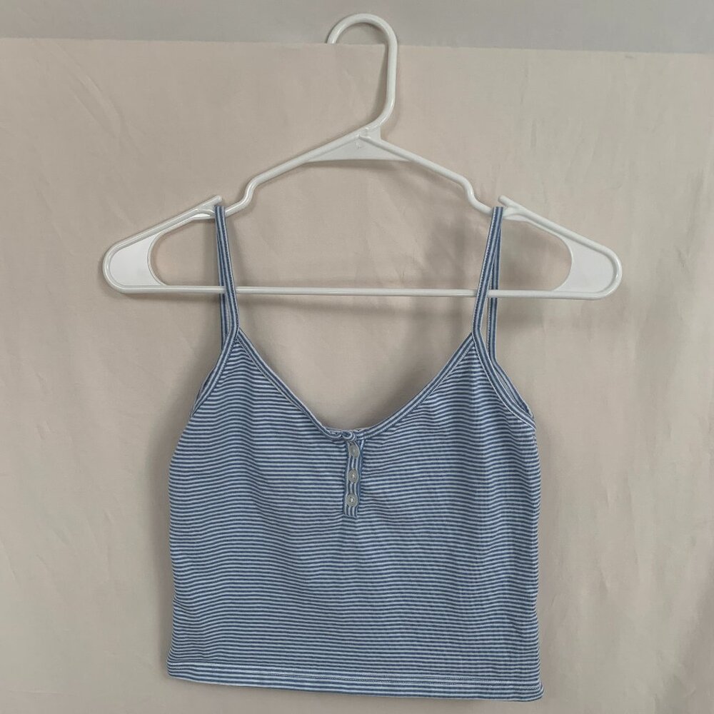 John Galt One Size Blue/White Striped Crop Tank
